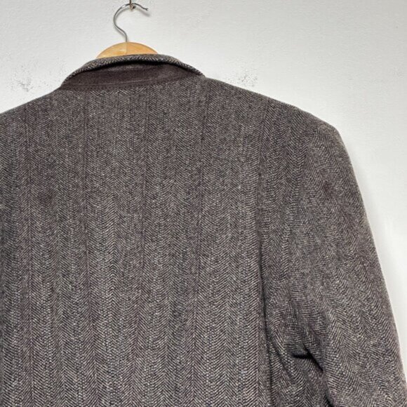 VTG Cricketeer Wool Blazer Sport Coat Jacket Men 46 Herringbone Brown 90s Formal - Picture 8 of 16